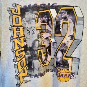 Vintage 1990 Magic Johnson #32 Los Angeles Lakers T-Shirt – Salem Sportswear – M